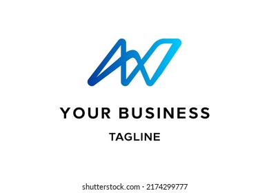 AW letter logo design, initial, monogram, icon, symbol. Simple lettering of A and W monogram logo, good flowing that shape a futuristic looks. Very suitable for techno, gadget store or start-up logo.