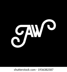 AW letter logo design on black background. AW creative initials letter logo concept. aw letter design. AW white letter design on black background. A W, a w logo