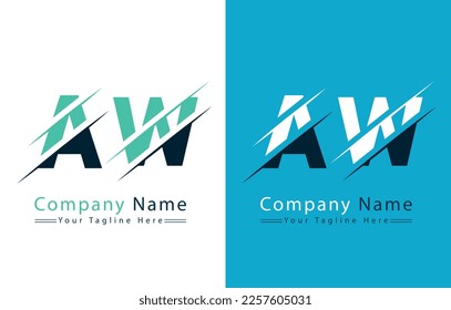 Plantilla de diseño de logotipo de carta AW. Ilustración del logotipo del vector