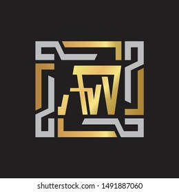 AW Letter logo initial capital monogram with abstrac ornament
