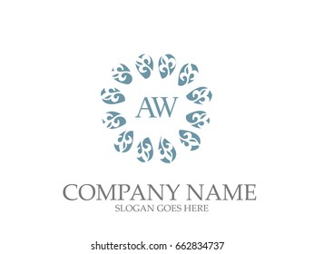 AW  Letter Monogram Elegant Logo Design