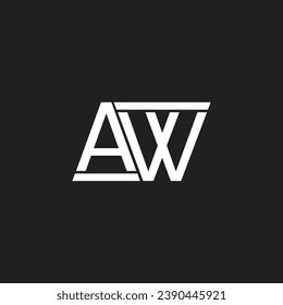 aw letter monogram logo vector template design minimal black white color