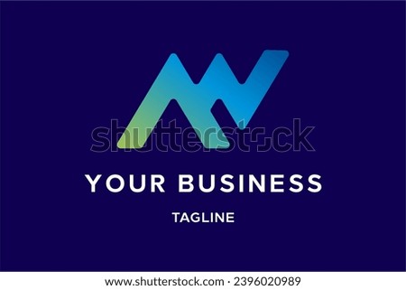 AW logo design, letter, monogram, icon, symbol, initials. Combination of A and W letter in modern futuristic logo shape with gradient colors. Very match for technology company etc.