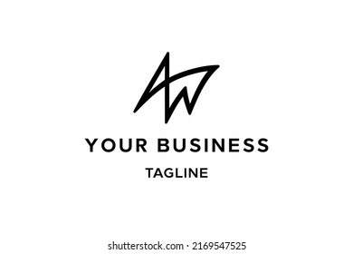 AW logo design, monogram, letter, initial, icon, symbol. Its sophisticated, handwritten design style is perfect for photographers, stylists, boutique hotels, and bespoke fashion labels.