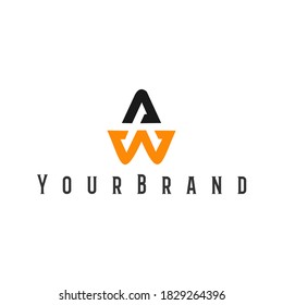 El diseño del logotipo de AW es sencillo y atractivo. sencillo de color naranja. adecuado para su negocio
