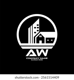 AW logo design, AW simple and modern logo. AW luxurious alphabet design home and city style logo design
