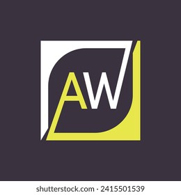 Vector De Plantilla De Diseño De Logotipo AW Con Fondo Cuadrado.