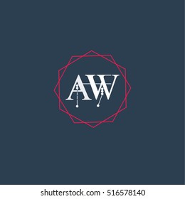 aw logo initial Letter, Abstract Polygonal Background Logo, design for Corporate Business Identity,flat icon Alphabet letter