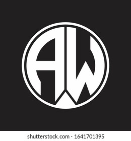 AW Logo monogram circle with piece ribbon style on black background