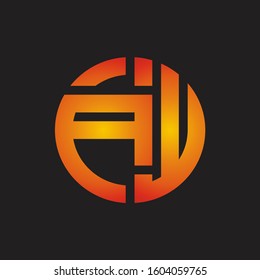 AW Logo monogram with cutting line style isolated on colors