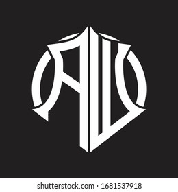 AW Logo monogram with emblem and circle rounded design template