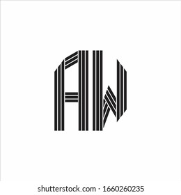 AW Logo monogram outline style linked isolated on white background