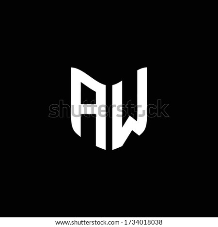 AW logo monogram with shield shape design template