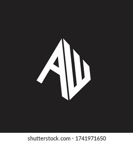 AW Logo monogram with standout triangle shape ribbon design template