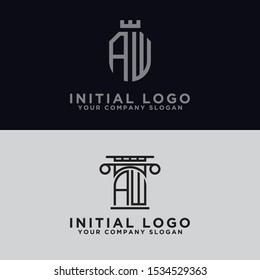AW Logo Set modern graphic design, inspirational logo design for all companies. -Vectors
