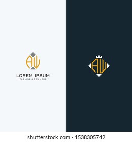 AW Logo Set modern graphic design, Inspirational logo design for all companies. -Vectors