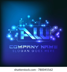 AW Logo, Technology Logo, Blue Logo