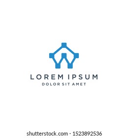 AW Logo or WA Logo Tech Monogram Icon Vector Symbol Template