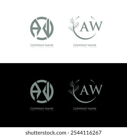 AW minimalistisches und klassisches Logo Set Design. AW monogram Kreis Form Vektor. AW einzigartiges Design.
