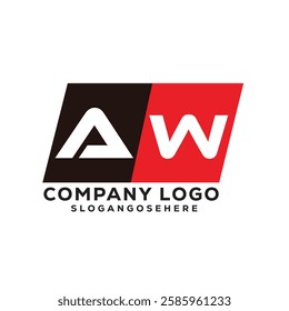 AW Modern Business Logo Design in Red and Black, AW Professional Company Branding Logo for Marketing and Identity, Creative AW Letter Corporate Logo with Bold Design
