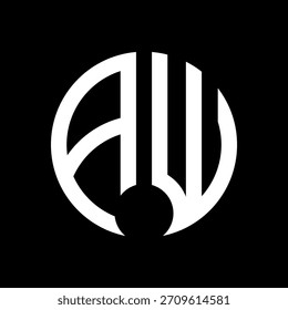 AW Modern Minimalist Circular Monogram AW Logo Design