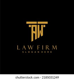 AW monogram initial logo for lawfirm with pillar design
