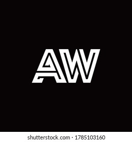 AW monogram logo with abstract line design template
