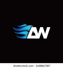 AW-Monogramm-Logo mit Design-Vorlage im blauen Brandstil