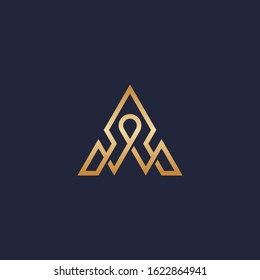 AW monogram logo in gold color
