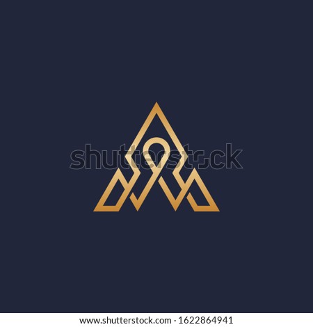 AW monogram logo in gold color