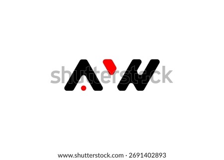 AW Monogram Logo – Intertwined Letters A  W with Red Dot and Triangle in Modern Minimalist Branding Style