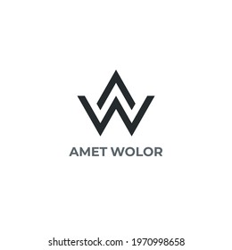 AW. Monogram of Two letters AW. Luxury, simple, minimal and elegant A and W logo design. Vector illustration template.