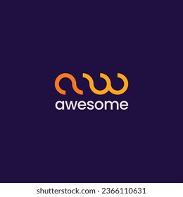 aw monogram unique awesome logo design concept. Vector illustration