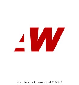 AW negative space letter logo red