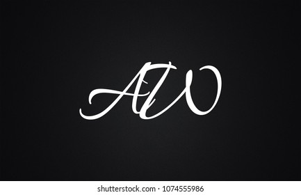 AW Script Calligraphic Letter Logo Design Template Vector