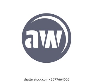 AW sport emblem or team logotype. Ball logo with a combination of Initial letter A and W for balls shop, sports company, training, club badge. Vector illustration.