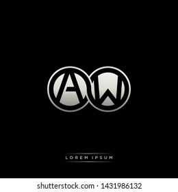 AW A W initial letter linked circle capital monogram logo modern template silver color edition