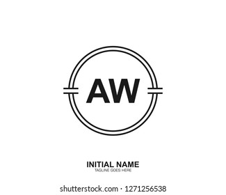 AW A W Initial logo letter with minimalist concept vector