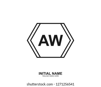 AW A W Initial logo letter with minimalist concept vector