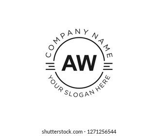 AW A W Initial logo letter with minimalist concept vector