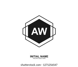 AW A W Initial logo letter with minimalist concept vector