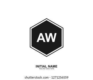 AW A W Initial logo letter with minimalist concept vector