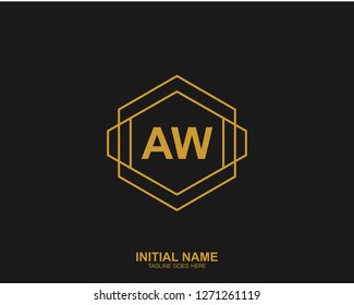 AW A W Initial logo letter with minimalist concept vector
