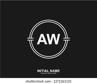 AW A W Initial logo letter with minimalist concept vector