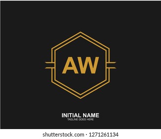 AW A W Initial logo letter with minimalist concept vector