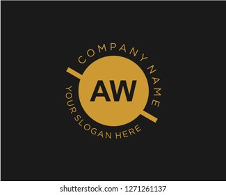AW A W Initial logo letter with minimalist concept vector