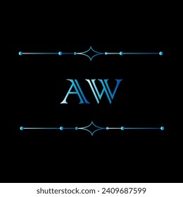 AW A W letter logo design. Initial letter AW linked circle uppercase monogram logo  blue. AW logo, A W design. AW, A W