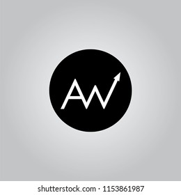 AW A W LOGO DESIGN WITH BLACK AND WHITE CREATIVE ICON TEXT LETTER VECTOR.