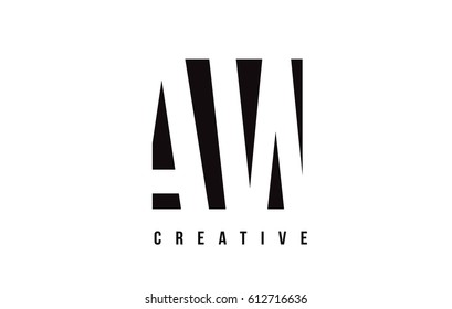 AW A W White Letter Logo Design with Black Square Vector Illustration Template.