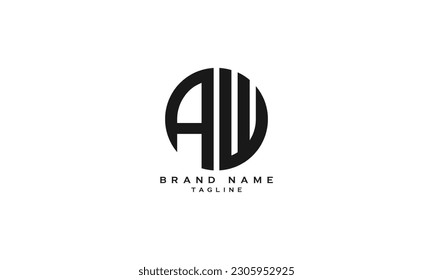 AW, WA, Abstract initial monogram letter alphabet logo design